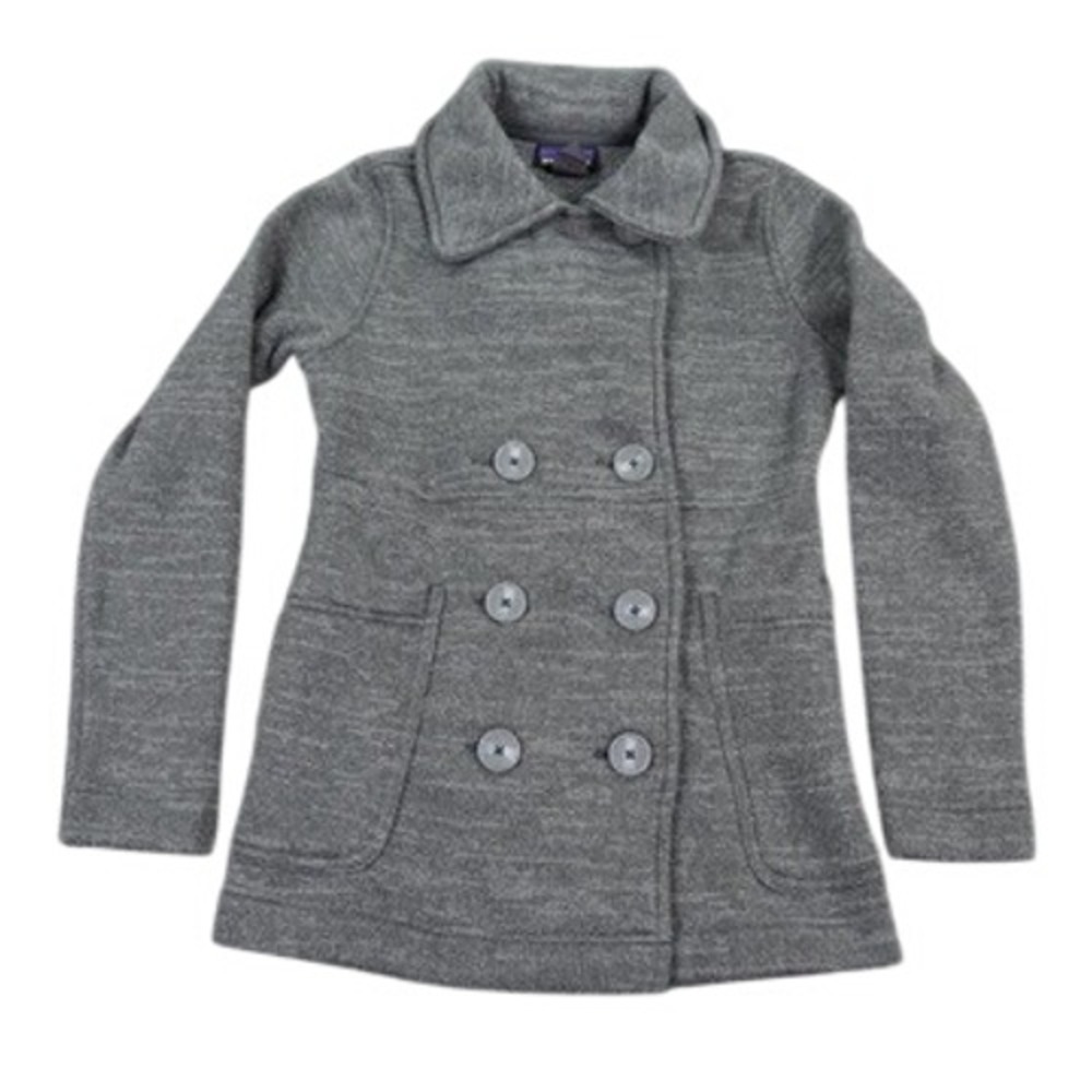 Patagonia Better Sweater Pea Coat Women XS Gray Double Breasted Fleece Jacket